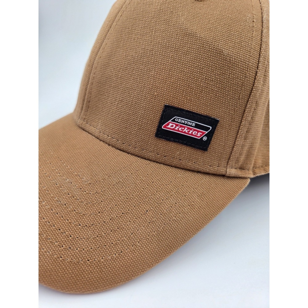 Dickies Brown Canvas Snapback Hat Logo Patch Workwear 100% Cotton One Size